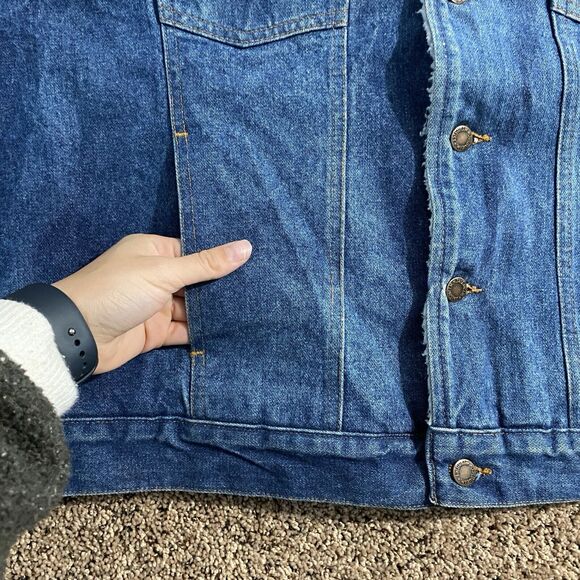 Wrangler Sherpa Collar Blue Denim Vest Men's XXL Western Cowboy Rodeo - Picture 4 of 7